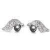 Yoursfs 6 PairsSet Zircon Feather Black Pearl Stud Earrings Woman Fashion Jewelry 18K Gold Plated8757668
