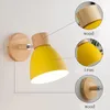 Vägglampa Nordic Wooden Lights Bedside Sconce för sovrum läser heminredning belysning macaroon badrum spegel ljus