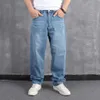 Homens solta grande tamanho gordo moda casual hip hop dance dança denim calças masculinas harajuku calças moda x0621