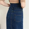 Mujeres Denim Falda Moda Slim con correas Botón Plus Tamaño 5XL Jeans Faldas Mujer Alta Cintura Lápiz Ropa 210525