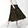 DEAT New Spring And Summer Fashion Casual Elastic Band Wide Waist A-line Swing Elegant Feather Tassel Skirt Women SJ934 210428