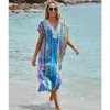 Beach Cover up Tunics for Print Chiffon Long Kaftan Bikini Robe de Plage Sarong Wrap Swimsuit cover Q1124 210420