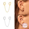 Hoop Huggie Aide 925 boucles d'oreilles en argent Sterling pour femmes rondes Micro Zircon gland chaîne boucle d'oreille Piercing pour les femmes bijoux