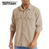 TACVASEN With 2 Chest Zipper Pockets Tactical Shirt Men's Quick Drying Skin Protective Long Sleeve Shirt Team Work Tops Outdoor 210705