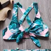 7-14 Anos Menina Swimsuit Kids Tropical Tropical Duas peças Infantil Swimwear Cross Back Bikini Set Bow Gravata S Banhing Suit 2021