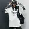 Kimutomo Plaid Half Turtleneck T-shirt Kobiety Korea Chic Moda Wiosna Jesień Panie Slim Talii Z Długim Rękawem Topy Streetwear 210521