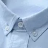 White 100% cotton oxford Casual Shirts for Men Long Sleeve Solid Business Mens Dress Shirt Button Collar Plain Man's Clothing G0105