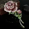 Pins, Brooches 12pcw/lot Wholesale Blue Rhinestone Rose Flower Brooch For Women Wedding Jewelry Fashion Enamel Hijab Pins Bridal