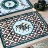 Mats Pads Dunxdeco Table Placemat Middag Party Plate Mat Desk Dekoration Modern Luxury Royal Horse Carriage Print Mesa 2pcs