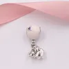 925 Sterling Silver Beads Elephant and Pink Balloon Hanging Charms Fits European Pandora Style smycken Armband Halsband Annajewel