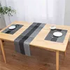 Grey Black Table Runner for Dining Non-slip Pad Waterproof Mat PVC Runners Set of 4 Placemats Decor 30x180cm 211117