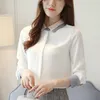 الربيع الشيفون قميص المرأة قمم طويلة الأكمام عارضة مكتب أبيض الكورية المتناثرة الأزياء الملابس امرأة الملابس 812G 210420