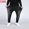 8xl 52 50 homens Men elástico rasgado para motociclistas bordados jeans destruídos Hole gravado Slim Fit Screted Jean Men's's