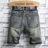 Marque Hommes Style Rétro Ripped Denim Shorts Mode d'été Casual Trou Patch Jean Mâle Vêtements 210806