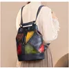 Genuine Leather Backpacks for Women Designer Shoulder Bag Large Teenage School Female Multi-Functional Travel