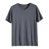 SuyaDream T-shirt tinta unita da uomo Mix di cotone e seta Tinta unita O collo Camicie a maniche corte Summer Basic Top 210722