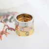 Luxury Shiny Rotating Circle Crystal Ring Stainless Steel Rose Gold Love Ring for Women Engagement gift