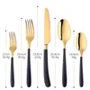 20Pcs 18/10 Stainless Steel Gold Restaurant Flatware Golden Luxury Cutlery Set Thicken Handle Tableware Flatware for 4 211012