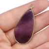 Waterdrop Healing Turkos Bild Stone Charms Rose Quartz Crystal Gold Edged Pendant DIY Halsband Kvinnor Mode Smycken Hitta 20x45mm