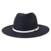 Chapeau de paille à large bord pour hommes et femmes, chapeau de protection solaire avec boucle de ceinture blanche, Panama, plage, Jazz, vente en gros, été, 2021