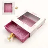 10 색 속눈썹 포장 상자 다이아몬드 핸들 속눈썹 케이스 멀티 컬러 선택 품질 평방 창문 서랍 상자 10pcs