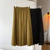 Kadın Yaz Retro Büyük Pileli Şemsiye Uzun Etek Bayanlar Için Yüksek Bel Katı Renk Rahat Şık Etekler Moda 210520
