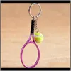 Schlüsselanhänger Mode-Accessoires Drop Lieferung 2021 Badminton Tennisball Spiel Anhänger Schlüsselanhänger für Kinder Frauen Mann Spielzeug Sportkette TJC5E