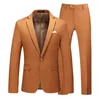 Men's Suits & Blazers Fashion Elegant Business Men Solid Color Two Piece Sets For Autumn 2021 Multicolor Costume Homme