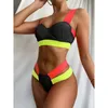 Menas de banho feminina Bikini sexy Black Push Up Swimsuit Women Splicing Suiting Swimming Bath Suits 2021