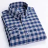 Luxury Flannel Shirt Men Höst Bomull Blå Och Svart Plaid Klänning Camisa Långärmad Smart Casual Button Down Men Wear Checkered 210609