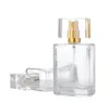 30ml 50mlの空のガラス香水瓶卸売正方形スプレーアトマイザーの詰め替え可能なボトル香りのケースSN1227