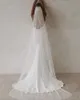 Sexiga sjöjungfru brudklänningar boho v-nacke öppen rygg elastisk bröllopsklänning enkla långa tåg knappar brudklänning 2021