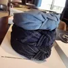 Modisches Denim-Haarband, breites seitliches Stirnband, mittlerer Knoten, Kopfbedeckung, weicher Turban-Haarschmuck