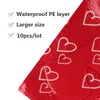 Förvaringspåsar 10st Red Heart Pater PP Woven Bag Camping Paket Flytta Hem Quilt Kläder Stor Storlek Present Wrap