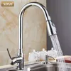 XOXO Kitchen Faucets chrome Single Handle Pull Out Kitchen Tap Single Hole Handle Swivel 360 Degree Water Mixer Tap Mixer Tap 210719