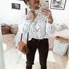 Kadın Bluzlar Gömlek Kadınlar Dantel Bluz Zarif Örgün Nakış Uzun Kollu Beyaz Ofis Bayan Çiçek Hollow Moda Kadın Chemise Pıhtı