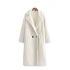 여자 양모 가을 겨울 여자 느슨한 베이지 색 테디 코트 세련된 여성 두꺼운 따뜻한 캐시미어 재킷 캐주얼 여자 스트리트웨어