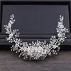 GetNoivas Luxury Tiara Shiny Crystal Pearl Beads Hair Comb Crown Bride Hairband Headband Bridal Bröllop Hår Tillbehör SL X0625