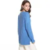 Вязаный свитер Женщины черный розовый синий плюс размер с длинным рукавом свободные S осень зима V шеи тонкий серый LR263 210531