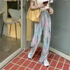 Yedinas Tie Dye Spodnie Kobiety Kolorowe E Girl Wide Noga Wysoka Elastyczna Talia Spodnie Koreański Harem Punk Streetwear 210527