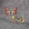 Mode Butterfly Studs Örhängen Färgglada Rhinestones S925 Silver Pin Stål Nål Kvinnor Diamant Smycken Gåvor Animal Design Street Party Charmiga Tillbehör