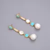 GuaiGuai bijoux blanc Keshi perle coquille bleu Turquoise Amazonite boucles d'oreilles goutte à la main pour les femmes vraies pierres précieuses pierre dame Fashi7304495