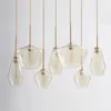 Pendant Lamps Post-modern Led Glass Lamp Nordic Dining Room Coffee Transparent/Champagne Color Hanging Light Fixtures Luminaire