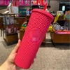 Starbucks Tumbler 컵 24oz 710ml 더블 벽 매트 짚 H1102와 어두운 커피 잔에 플라스틱에서 박힌 추위