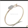 Bracelets Drop Delivery 2021 Arrival Luxury Gold Sier Imitation Druzy Stone Bangle Gem Crystal Bracelet Woman Jewelry Ox1Ep