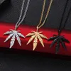 Men Hemp Maple Leaf Pendant Necklace Stainless Steel Charm Chain Gift Hip Hop Jewelry Accessories