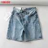 Tangada Frauen Blau Hohe Taille Denim Shorts Französisch Stil Weibliche Sommer Shorts TO5 210609