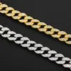 15mm Iced Out Kubanskt halsband kedja Hip Hop Smycken Choker Guld Silver Färg Rhinestone CZ Clasp för Mens Rapper halsband Link X0509