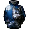 Sweats à capuche pour hommes Sweatshirts 2021 Fashion Animal Wolf mâle 3D imprimé à capuche à capuche à capuche à capuche imprimée et super Dalian