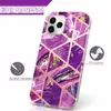 Coques de protection d'écran PET intégrées pour iPhone 13 Pro Max 12 11 8 7 SE2 360 Full Geometric Flower Marble Chrome Stock Hybrid Layer IMD TPU Bumper Phone Covers